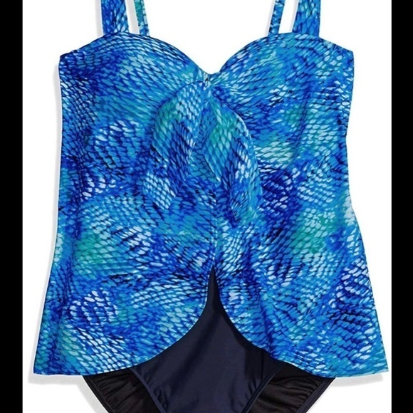 NWT shape solver size 8 one piece swimsuit blue navy tummy control Reflections - Picture 2 of 12